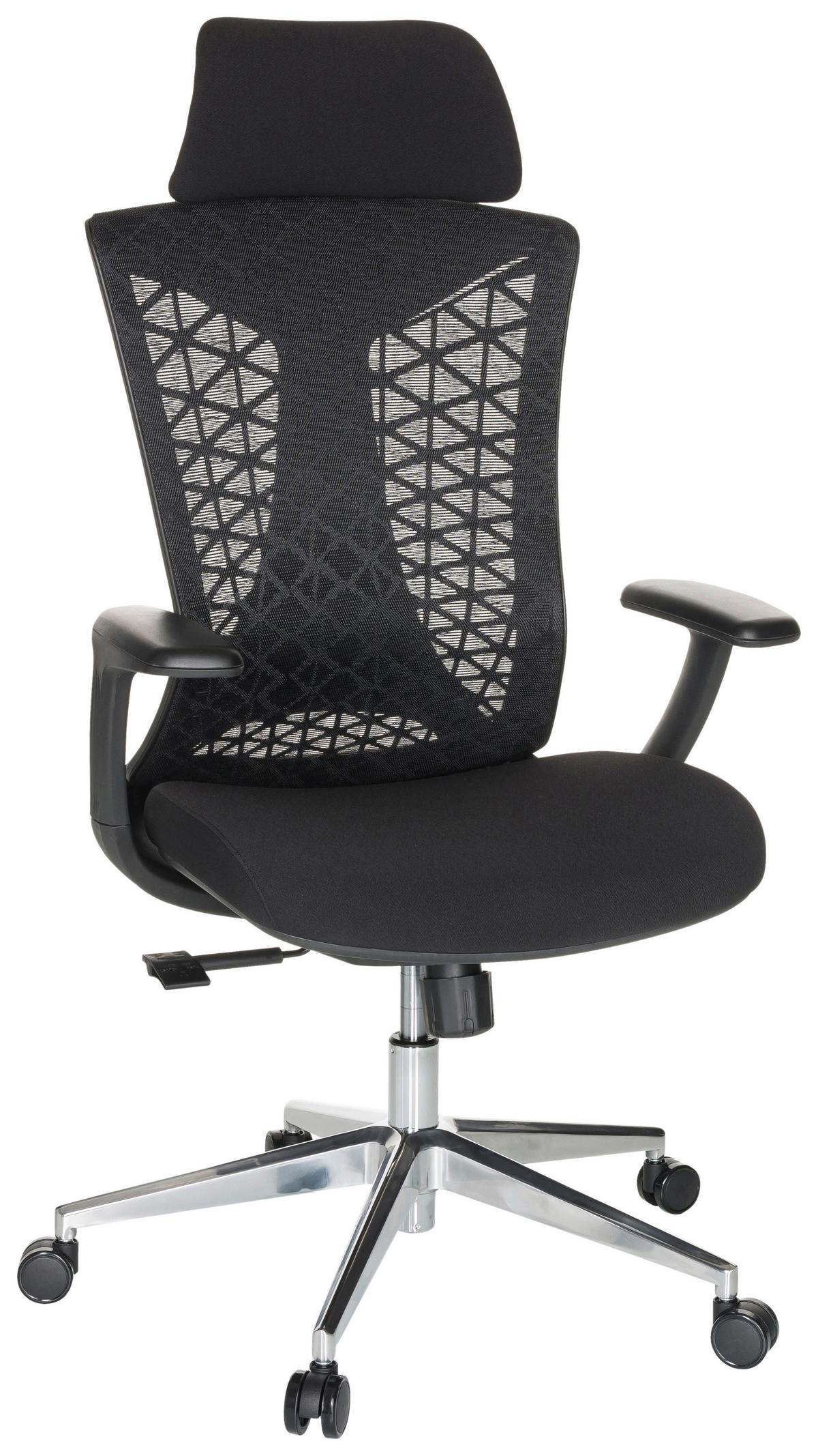 Bürostuhl Faleo b mit Wippfunktion Schwarz Bis 120kg - Silberfarben/Schwarz, Basics, Kunststoff/Textil (67/115/69cm) - MID.YOU