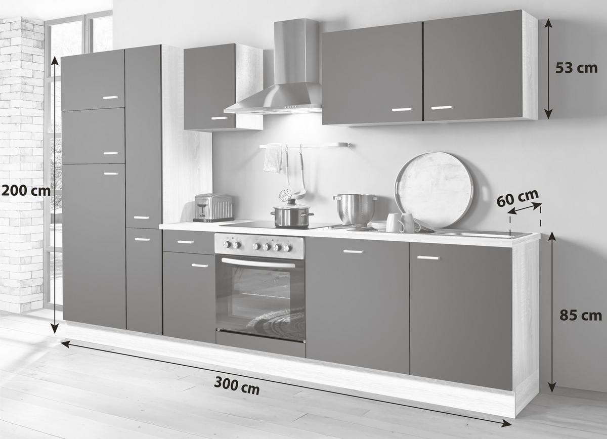 Küchenblock Classic Küchenblock - Weiß/Sonoma Eiche, KONVENTIONELL, Holzwerkstoff (300cm) - Menke