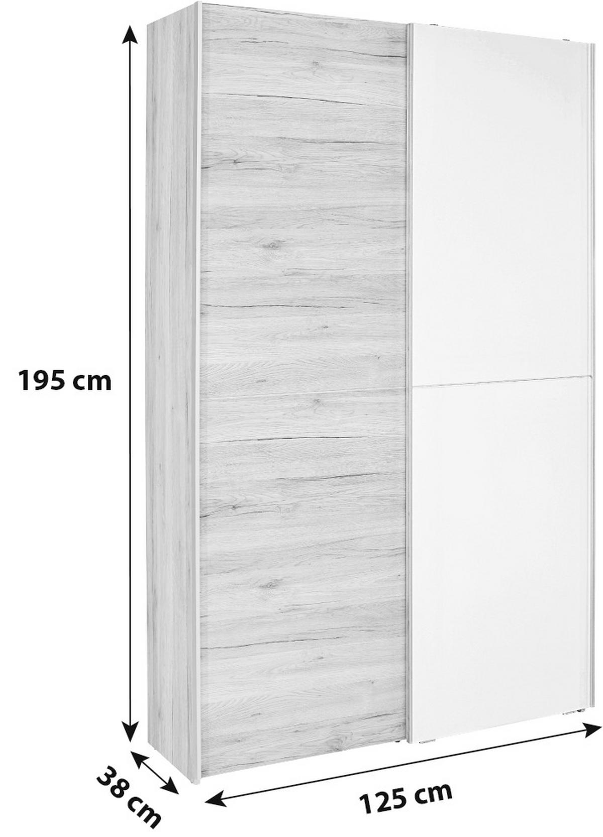 Víceúčelová skříň Heimo, bílá/dub - bílá/barvy dubu, Konvenční, plast (125/195/38cm)