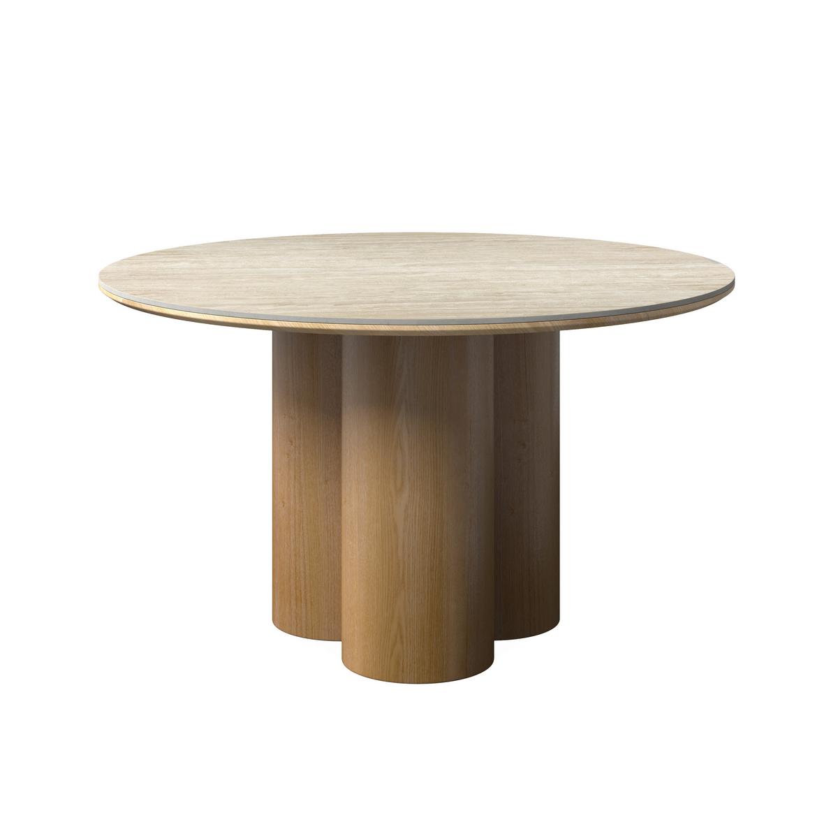 Jedálenský stôl Kiano, P: 130 cm - prírodná farba/krémová, Modern, drevo/kompozitné drevo (130/75cm) - Bessagi Home