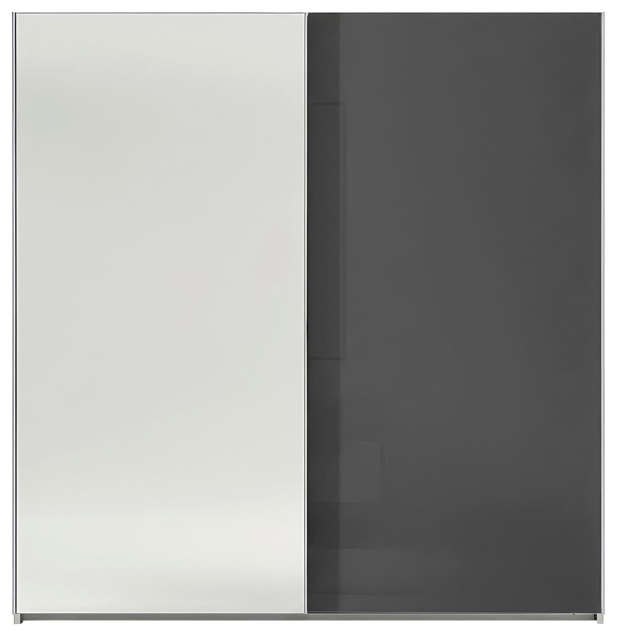 Schwebetürenschrank Lumos Vulkanglas M. Spiegel, B:200cm - Trend, Glas/Holzwerkstoff (200/222/68cm) - Luca Bessoni