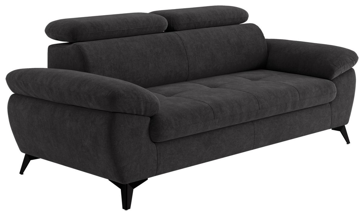 3-Sitzer-Sofa Hudson Schlammfarben B: 215 cm - Dunkelgrau/Schwarz, Textil (215/84/100cm) - MID.YOU
