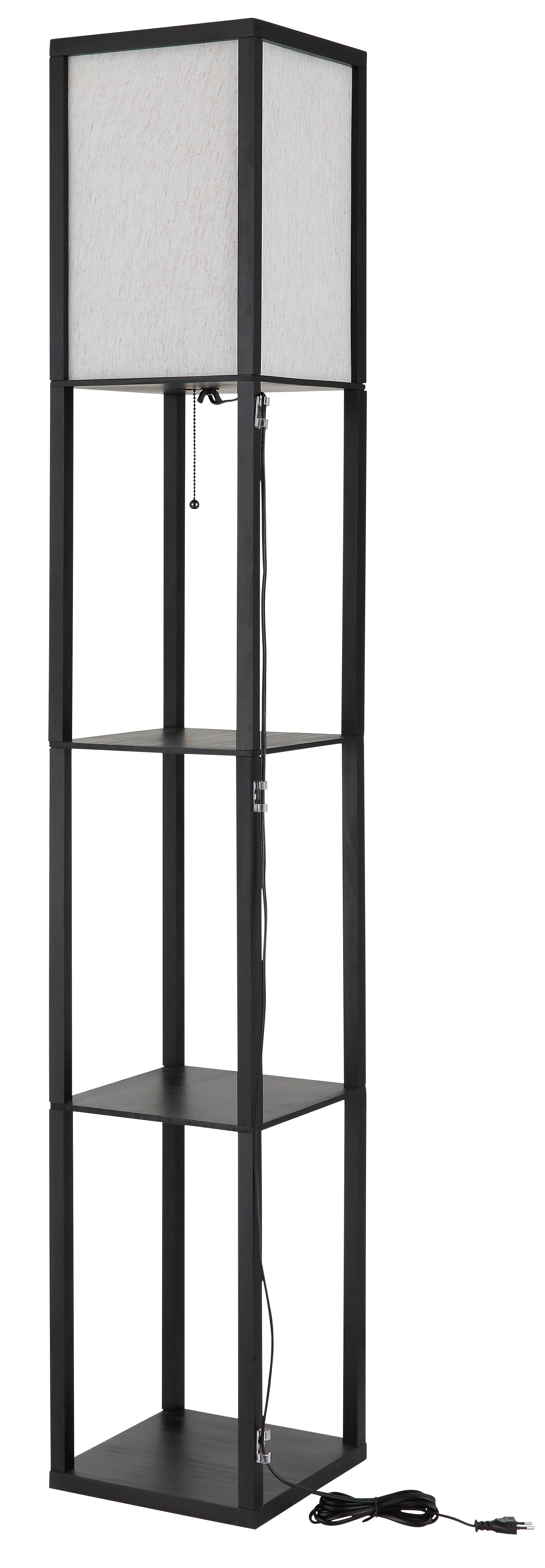 STEHLEUCHTE Exkl. 1xE27, 60W - Schwarz/Naturfarben, Design, Holz/Textil (26/26/159cm) - Globo