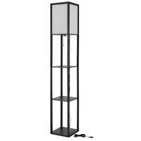 STEHLEUCHTE Exkl. 1xE27, 60W - Schwarz/Naturfarben, Design, Holz/Textil (26/26/159cm) - Globo