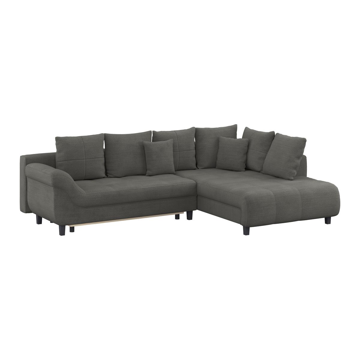 Ecksofa mit Schlaffunktion Mendoza New Chenille 309x197cm - Anthrazit/Schwarz, KONVENTIONELL, Textil (309/197cm) - Ondega