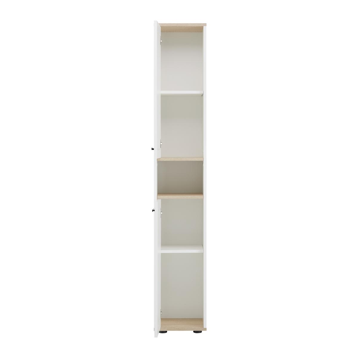 Hochschrank mit Offenem Fach Yasmin B:30cm Weiß/Eiche Dekor - Eichefarben/Schwarz, Basics, Holzwerkstoff (30/175/28,3cm) - MID.YOU