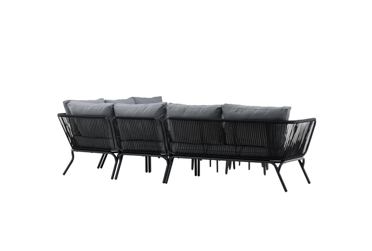 Dining-Loungeset Roxo - Schwarz/Grau, KONVENTIONELL, Textil/Metall - Gardenson