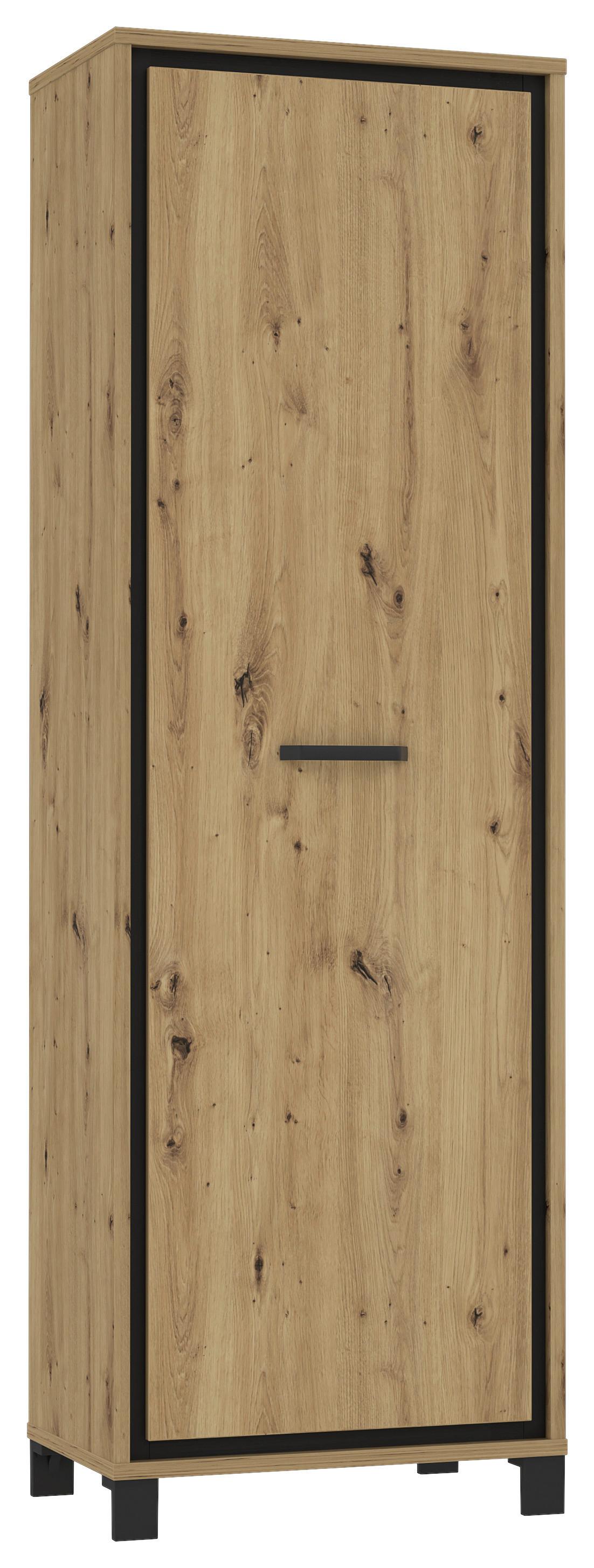 Skříň Na Oděv Trondheim Dekor Dub - černá/barvy dubu, Basics, kov/kompozitní dřevo (64,4/199,4/41,5cm) - Livetastic