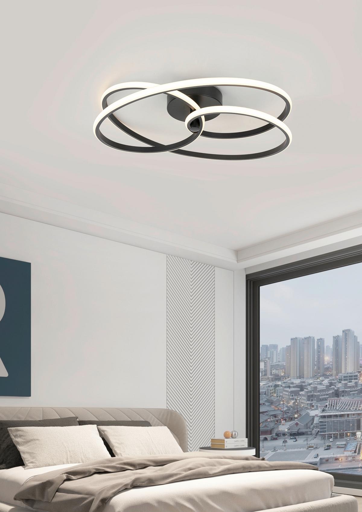 STROPNÉ LED SVIETIDLO MOFER - čierna, Modern, kov/plast (50/13cm) - Premium Living