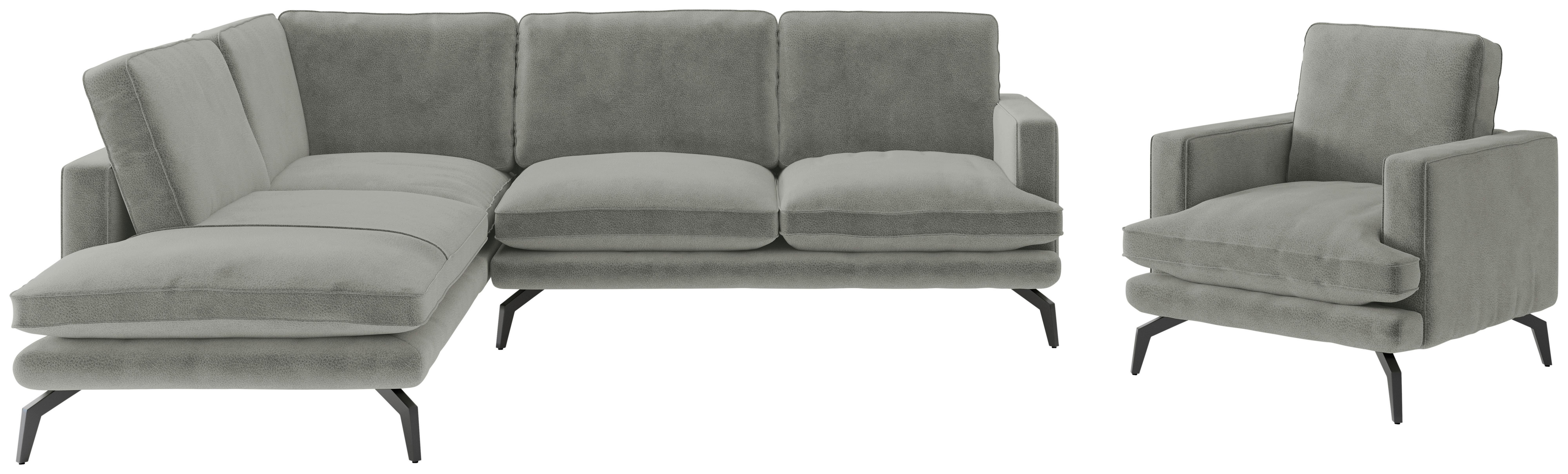 Sitzgarnitur Bali - Schwarz/Grau, Design, Textil (202/250cm) - Livetastic
