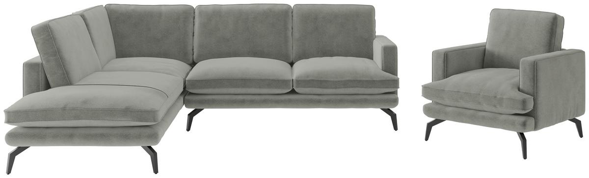 Sitzgarnitur Bali - Schwarz/Grau, Design, Textil (202/250cm) - Livetastic