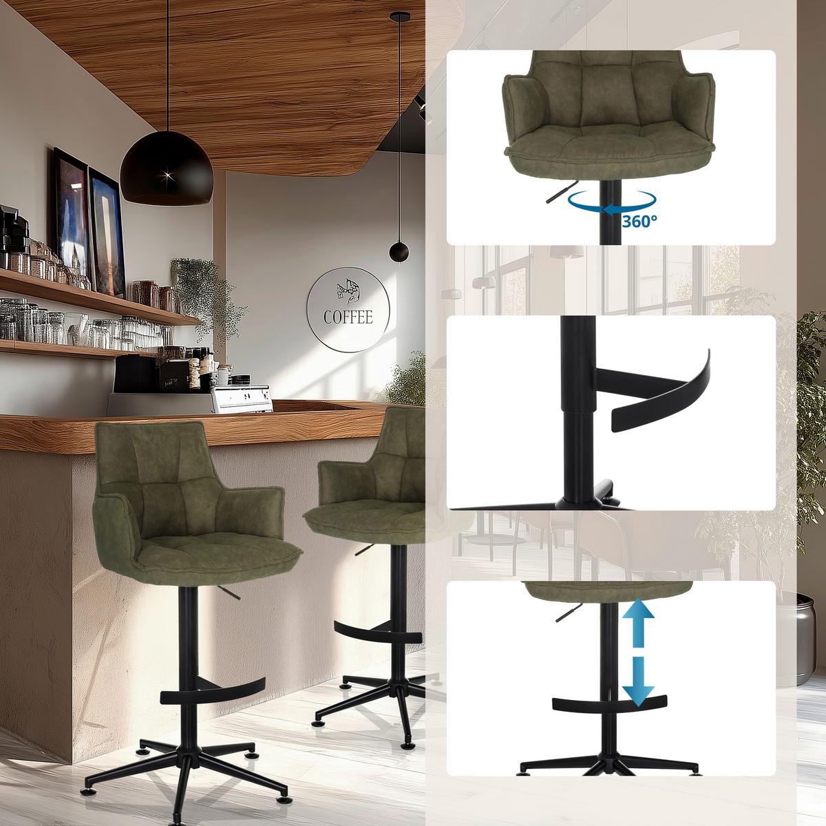 Barhocker Soalo Life High Grün B: 55 Cm - Schwarz/Grün, MODERN, Kunststoff/Textil (55/93/56cm) - MID.YOU