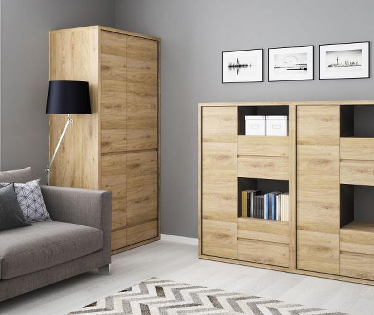Highboard Shetland Eichefarben/Grau B: 86 cm - Eichefarben/Grau, MODERN, Holzwerkstoff (86/123/40cm)