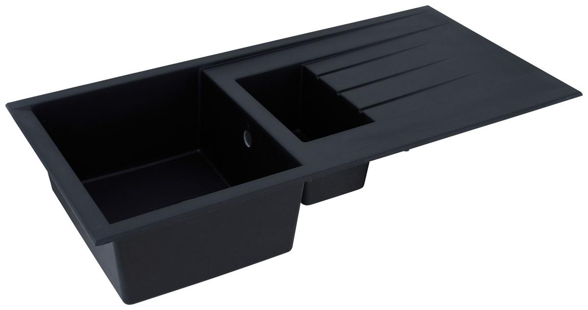 Spüle Respekta Houston Kunststein Bxt: 100x50 Cm - Schwarz, Trend, Glas/Kunststoff (100/21/50cm) - Respekta