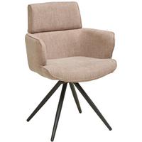 Armlehnstuhl Elis Webstoff Taupe, B: 62 cm - Taupe/Schwarz, KONVENTIONELL, Textil/Metall (62/89/62cm) - Livetastic