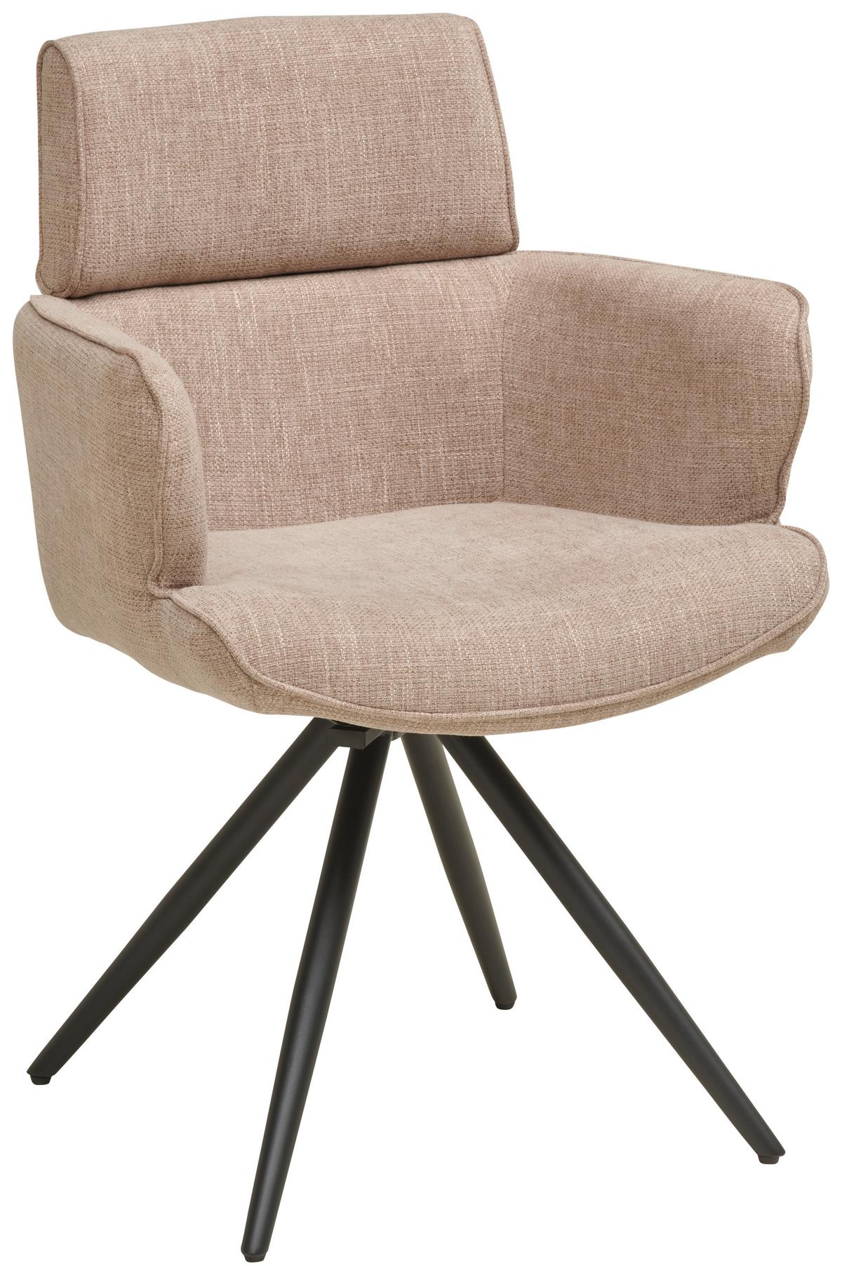 Armlehnstuhl Elis Webstoff Taupe, B: 62 cm - Taupe/Schwarz, KONVENTIONELL, Textil/Metall (62/89/62cm) - Livetastic