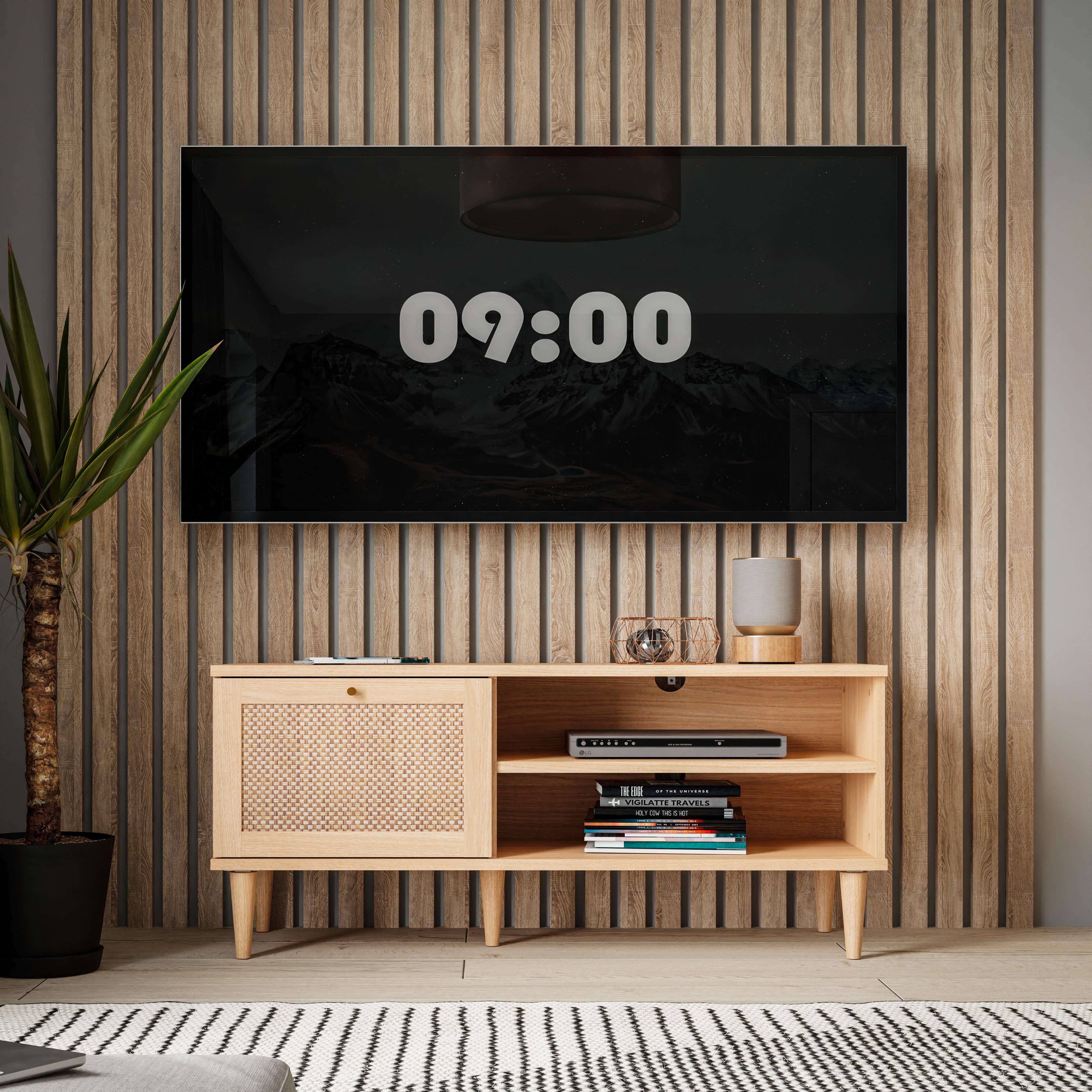 TV diel CALASETTA š: 120 cm - zlatá/farba duba, Natur, kov/drevo (120,1/57,8/41,4cm)