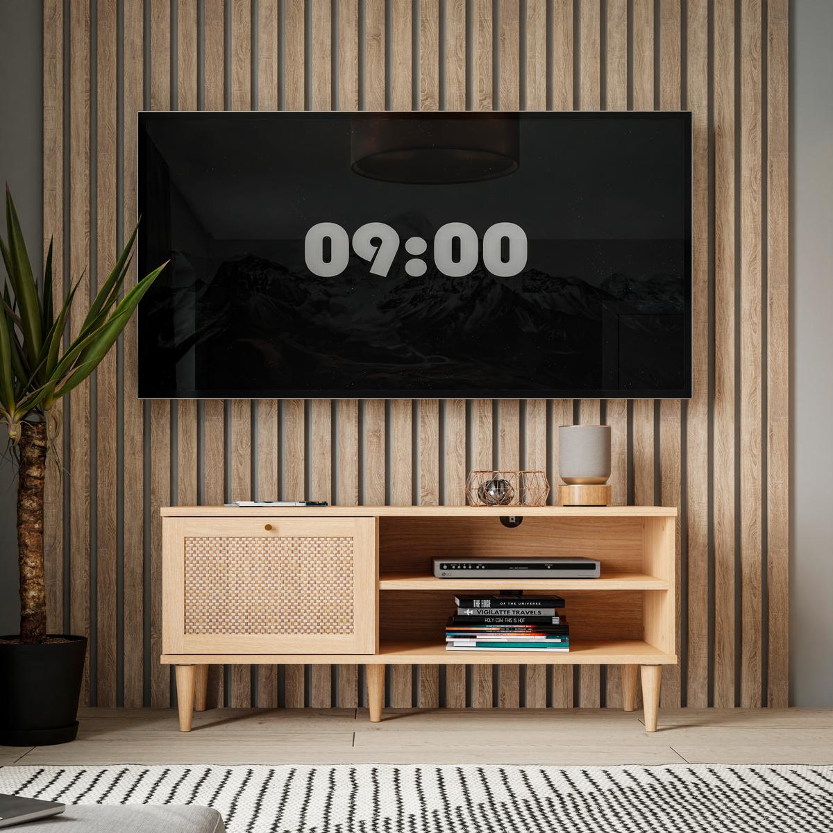Komoda pod televizi CALASETTA š: 120 cm - barvy dubu/barvy zlata, Natur, kov/dřevo (120,1/57,8/41,4cm)
