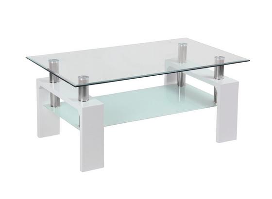 Dohányzóasztal Silvia - tiszta/fehér, modern, üveg/faanyagok (100/45/60cm) Dohányzóasztal Silvia - tiszta/fehér, modern, üveg/faanyagok (100/45/60cm)