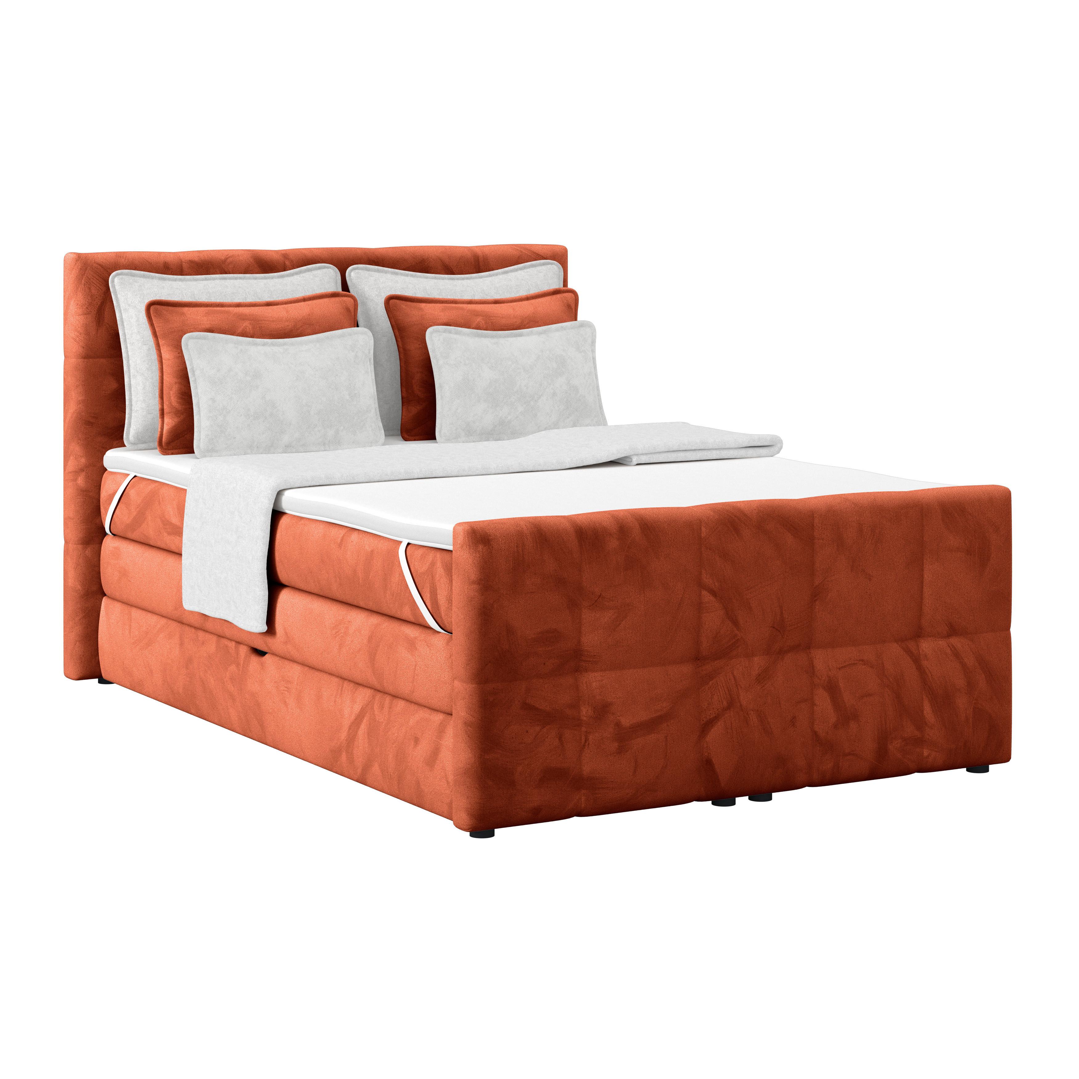 Boxspringbett mit Topper und Bettkasten 140x200 cm Medino - Rostfarben, KONVENTIONELL, Holz/Holzwerkstoff (140/200cm) - Luca Bessoni