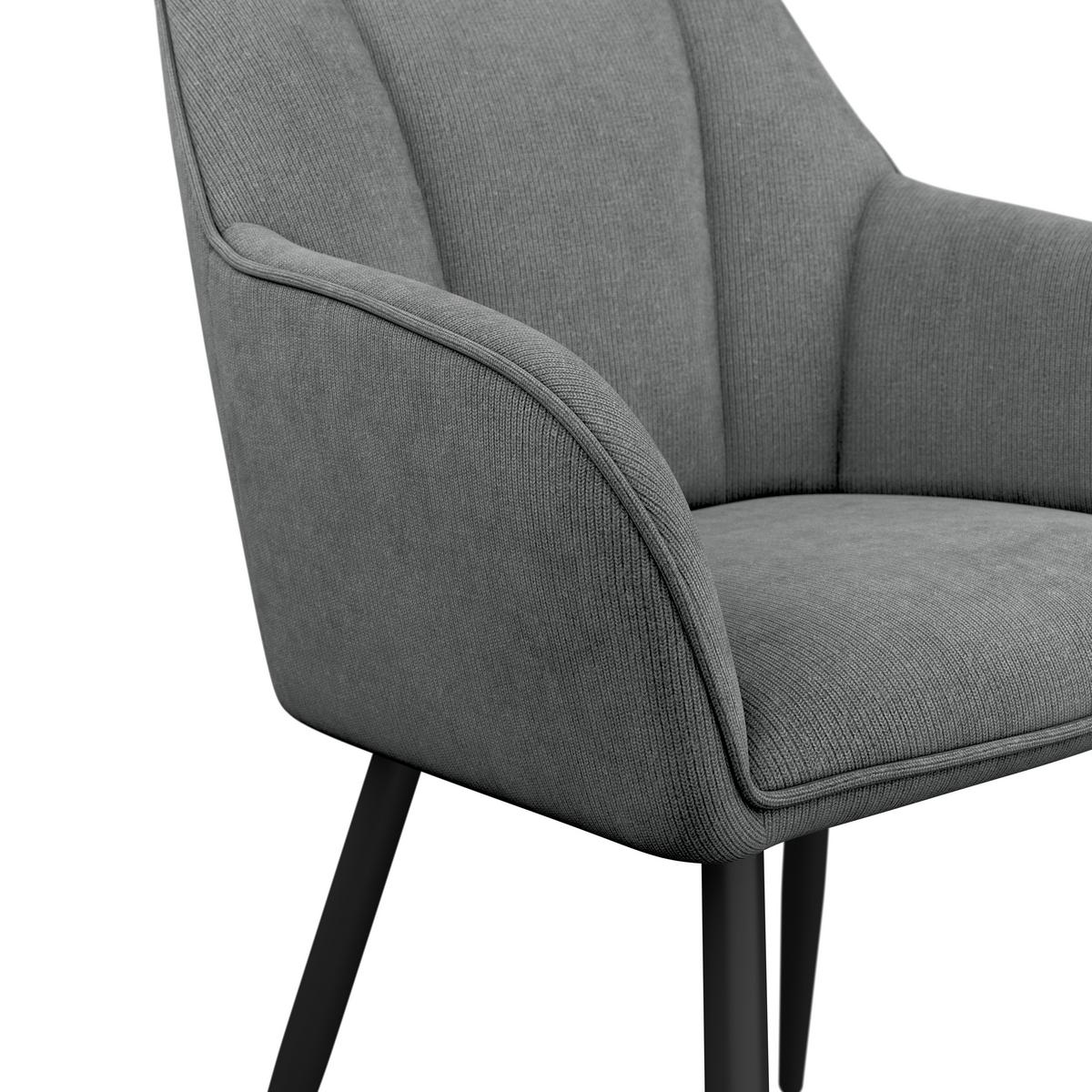 Armlehnstuhl Caro grau gepolstert - Schwarz/Grau, KONVENTIONELL, Holz/Textil (55/83/61cm) - Nedis SmartLife