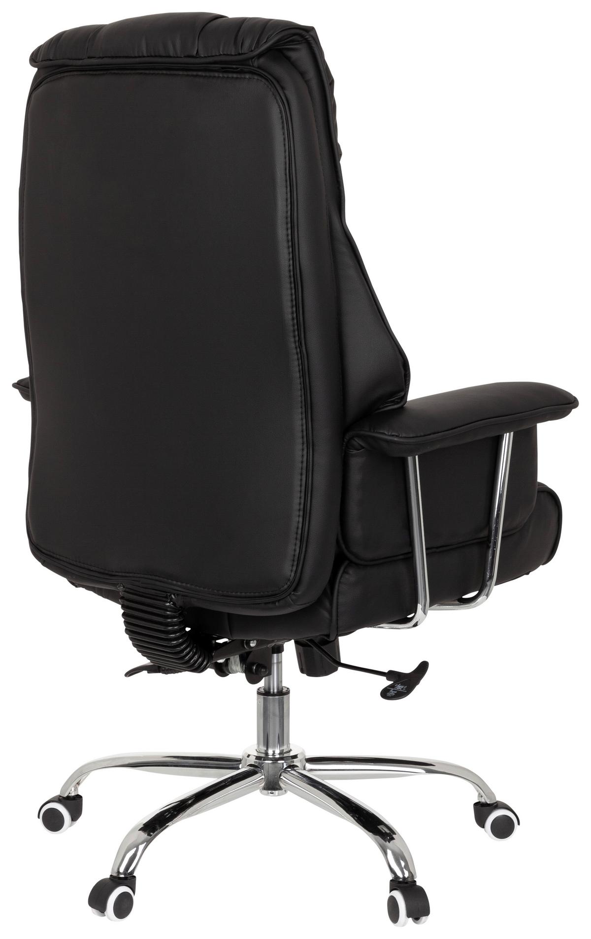 Chefsessel Commander Lederlook Schwarz bis 130kg - Chromfarben/Schwarz, MODERN, Kunststoff/Textil (75/130/64cm) - MID.YOU