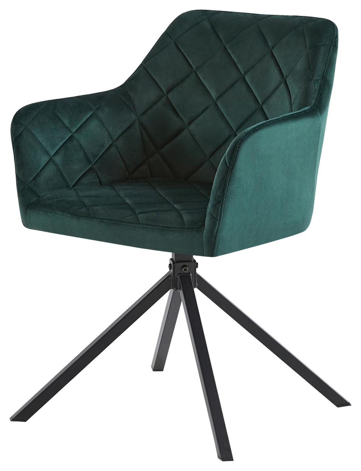 Négylábú Szék Patti - fekete/sötétzöld, Konventionell, textil/fém (56/81/60,5cm)