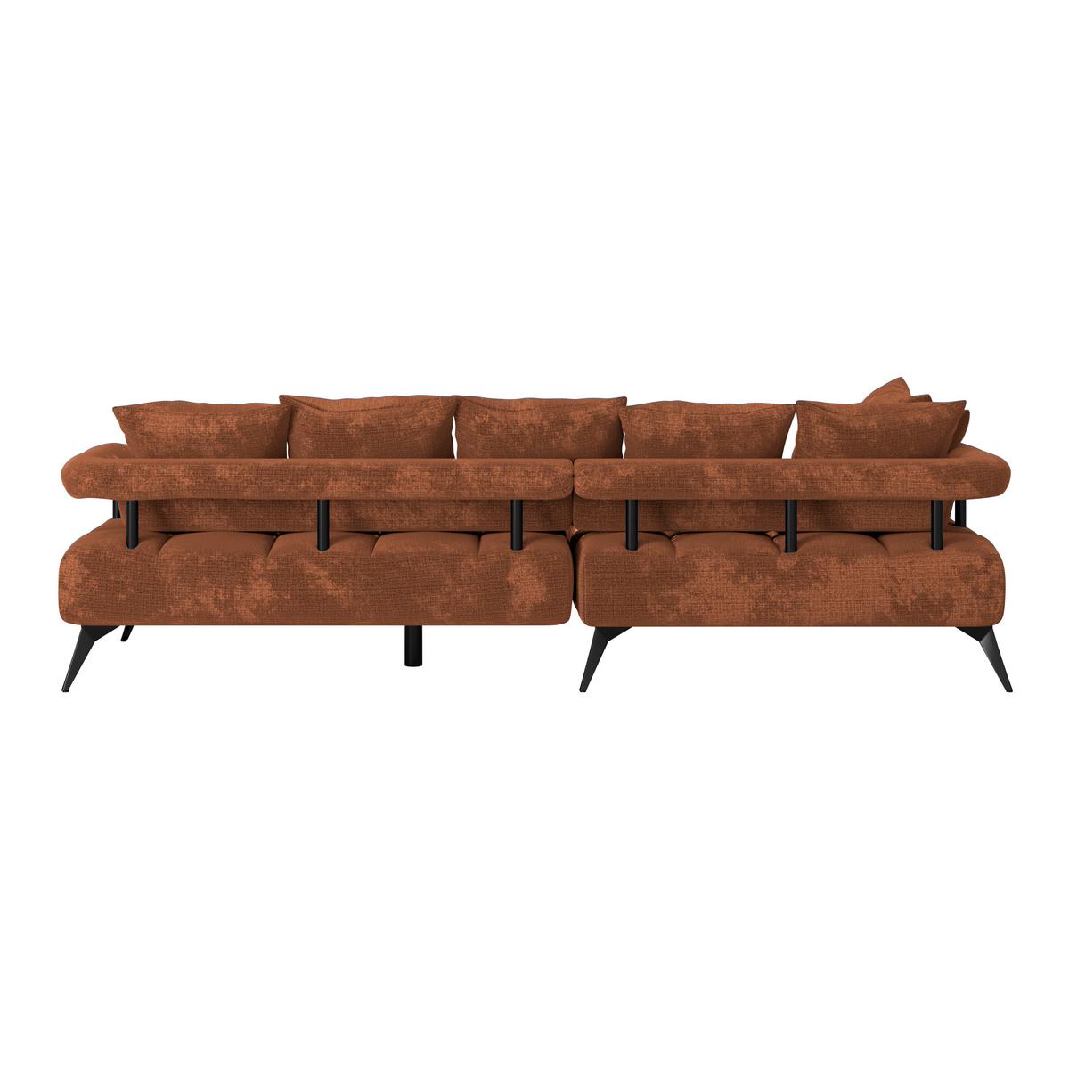 Rohová sedačka VANESSA NEW nutná š. dveří 90 cm, levá - černá/rezavá, Moderní, kov/textil (200/297cm)