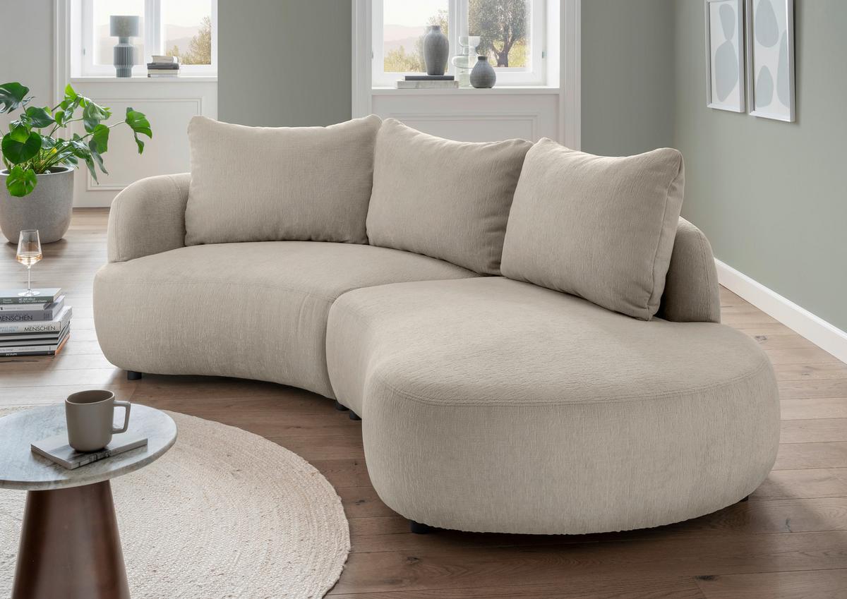 Ecksofa Doppo, Taupe S: 139x250 cm - Taupe/Schwarz, MODERN, Textil (139/250cm) - Livetastic