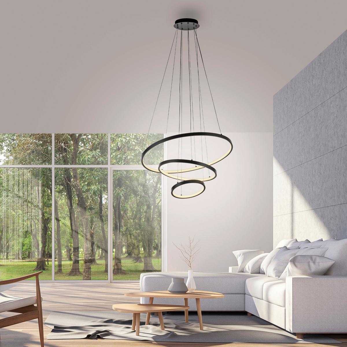 Led-pendelleuchte 15070-18 - Schwarz, Design, Kunststoff/Metall (60,5/60,5/150cm)