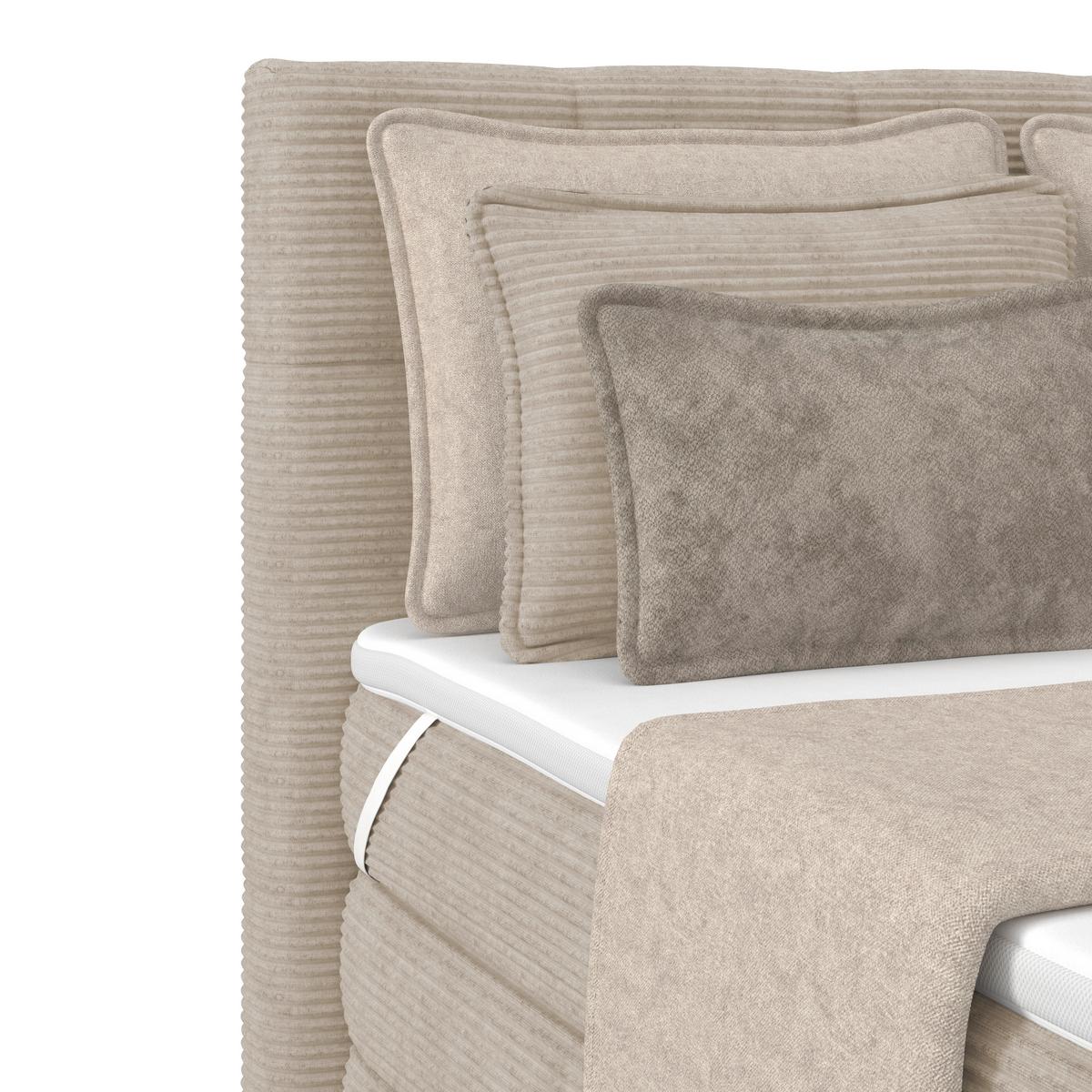 Boxspringbett Mit Topper & Bettkasten 140x200 Medino - Beige, KONVENTIONELL, Holz/Holzwerkstoff (140/200cm)
