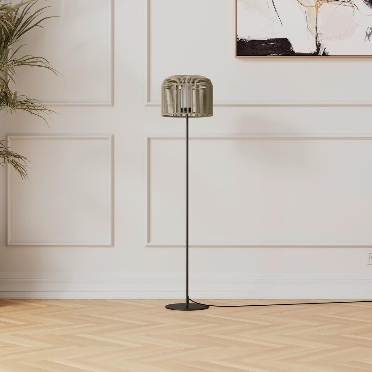 STOJACIA LAMPA IVO - čierna/béžová, Modern, kov/plast (35/158/35cm) - Bessagi Garden