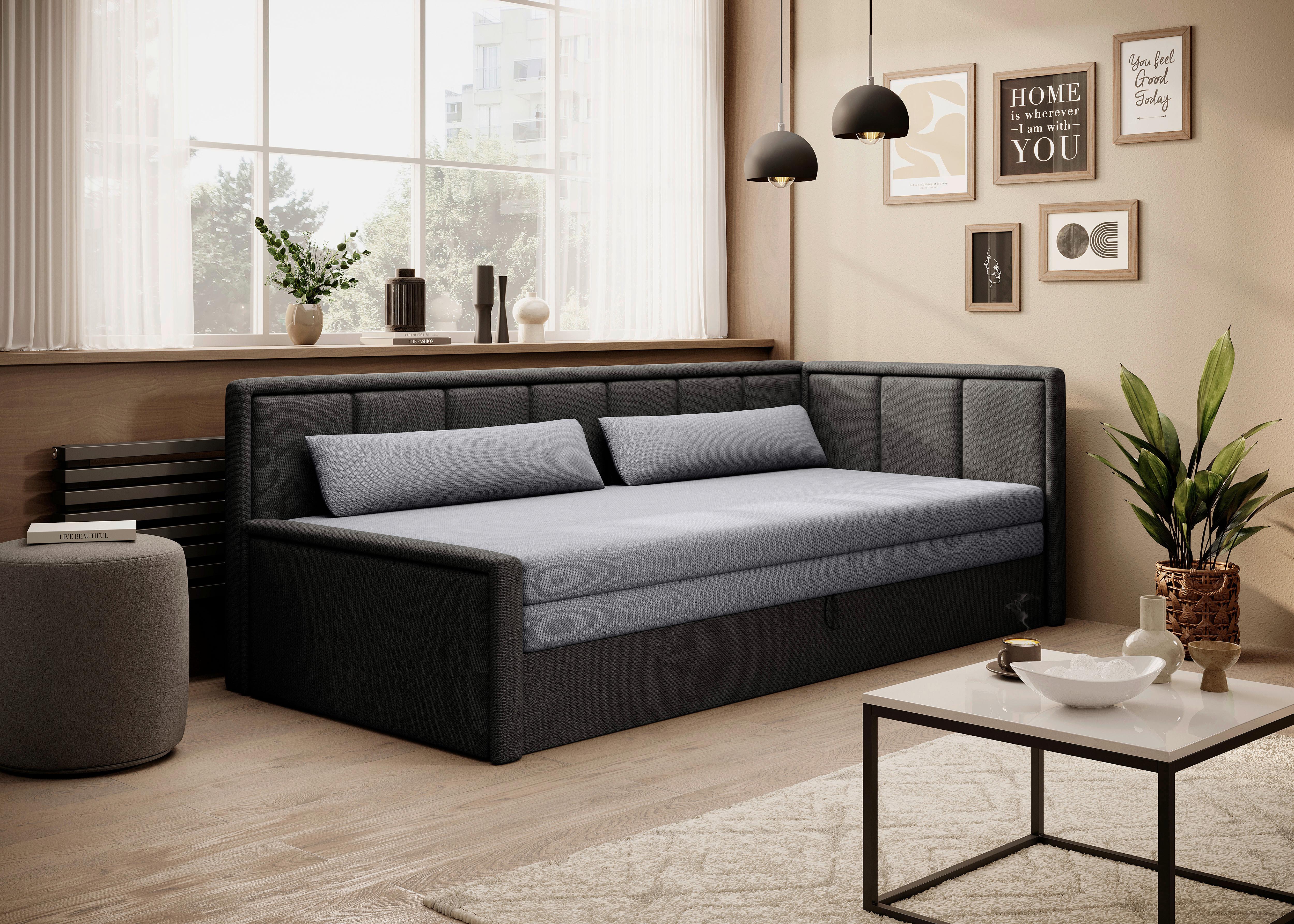 Récamiere Fulgeo Anthrazit/schwarz B: 214 Cm - Anthrazit/Schwarz, Design, Textil (214/77/82cm) - MID.YOU