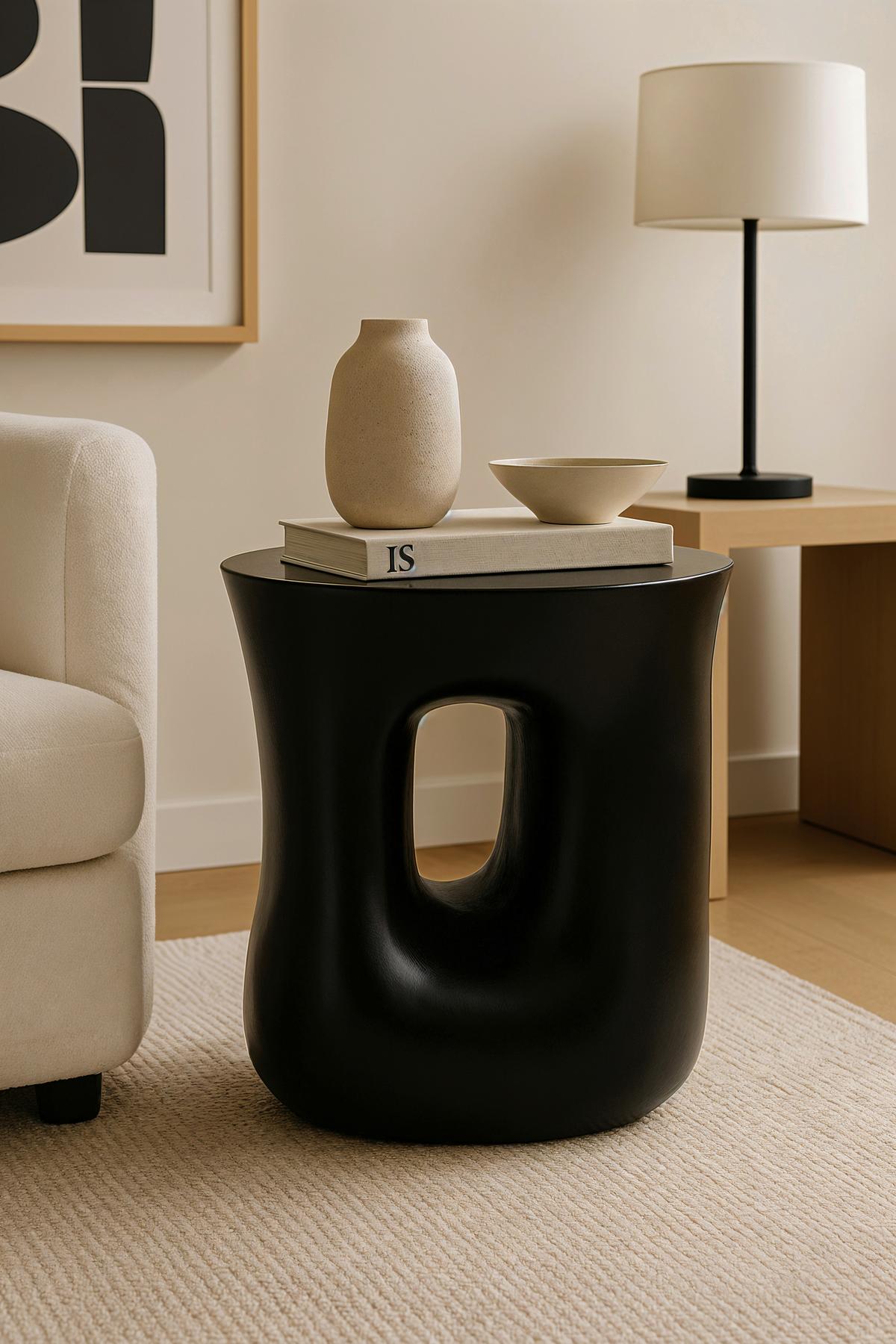 BEISTELLTISCH Schwarz B: 40 cm - Schwarz, Design, Holz (40/36/41cm) - MID.YOU