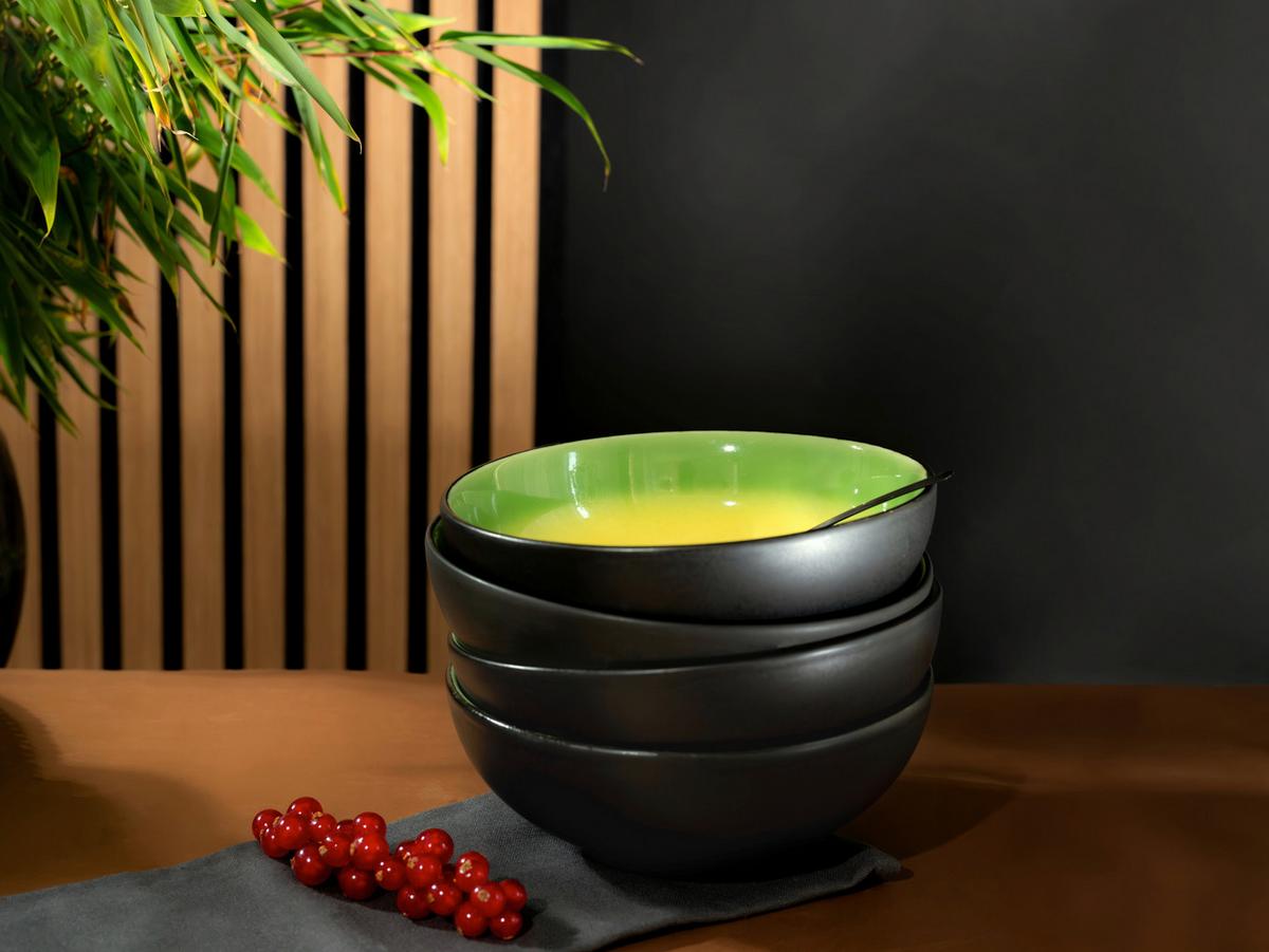 SCHÜSSELSET 24928 HOT GREEN SMOOTHIE BOWL - Hellgelb/Schwarz, Basics, Keramik (16,5/6cm) - Creatable