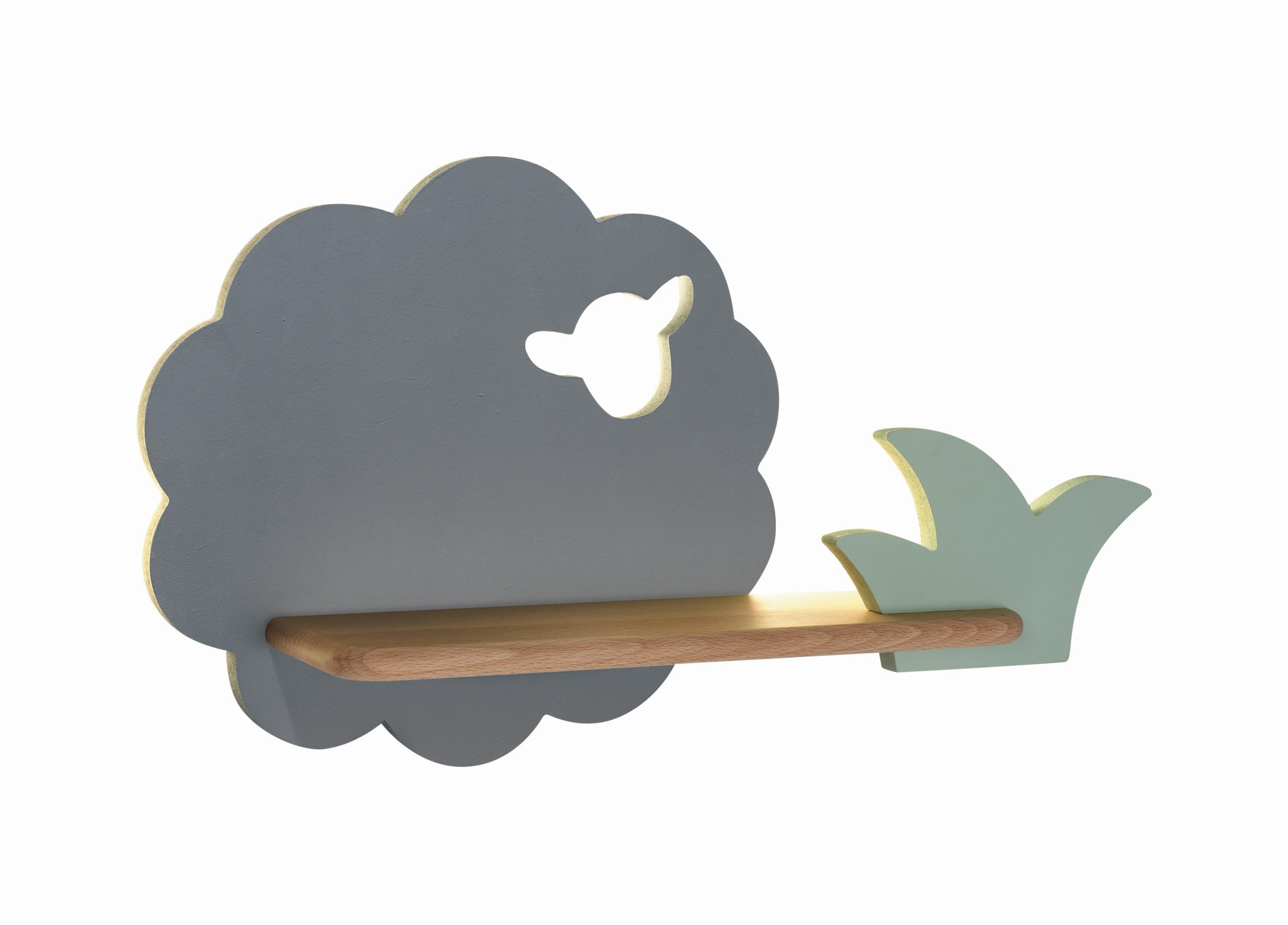 Kinderwandleuchte 21-84811 Sheep - Grau/Grün, Design, Holz/Holzwerkstoff (42/12/24cm)