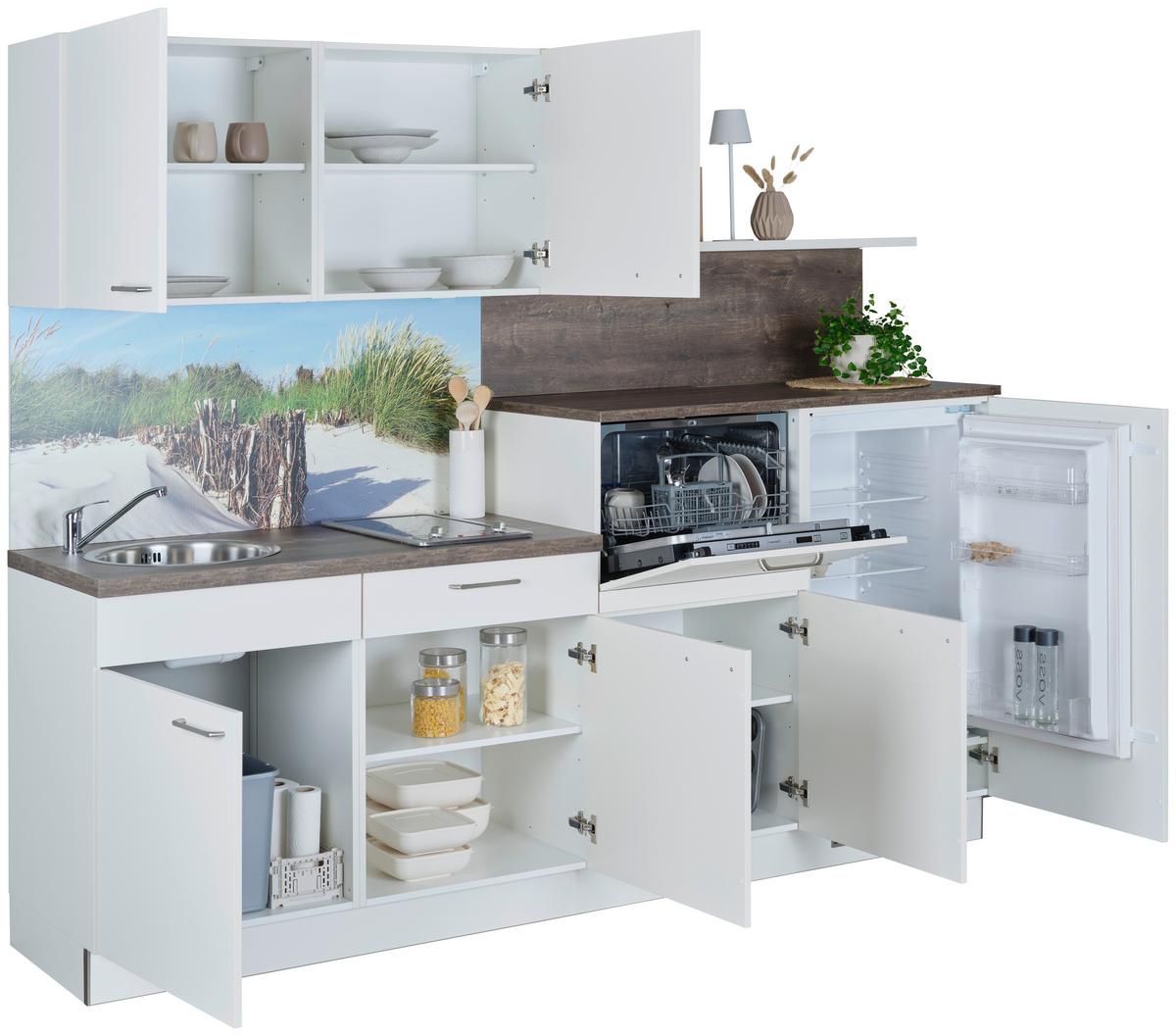 Küchenblock Win - Eichefarben/Creme, Basics, Holzwerkstoff (240cm) - Express