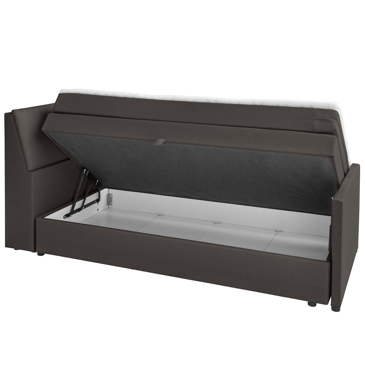 Boxspringbett mit Bettkasten Nida 100x200 cm Graphitfarben - Graphitfarben/Schwarz, MODERN, Holz/Textil (100/200cm) - MID.YOU