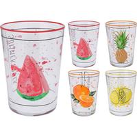 Pohár Kb. 510ml - sárga/piros, üveg (8,8/12cm)