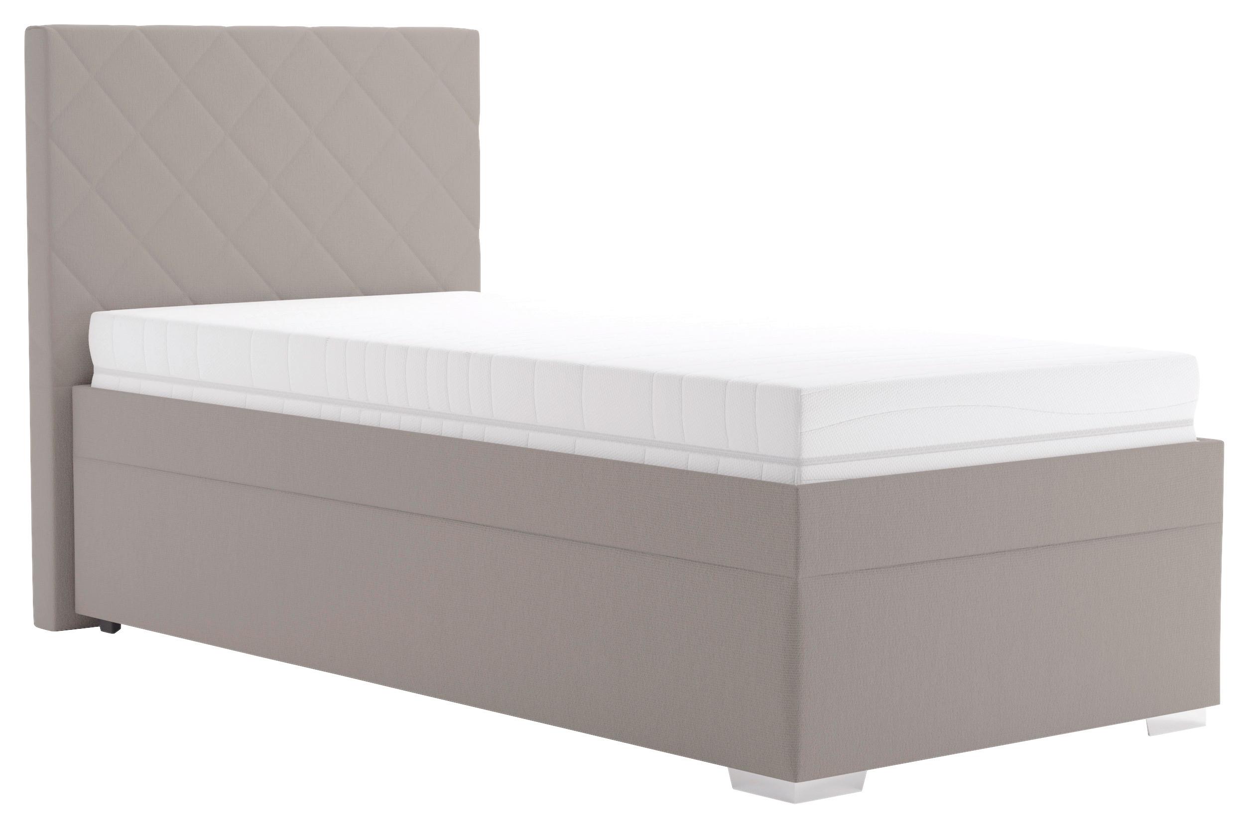 Čalúnená posteľ KLARA 90/200cm, cappuccino - cappuccino/chrómová, Modern, drevo/textil (90/200cm)
