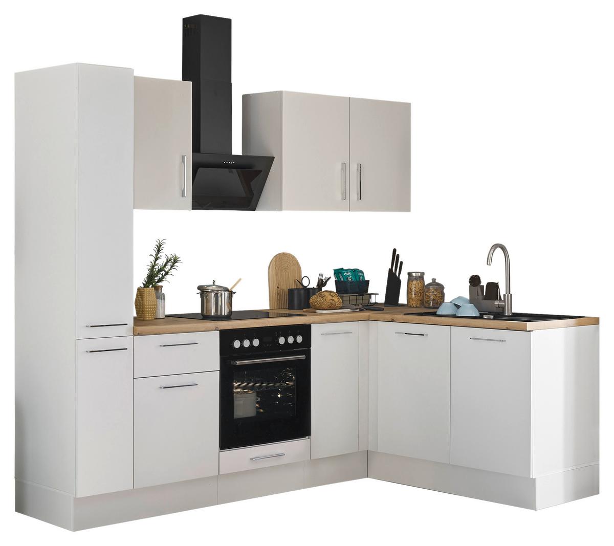 Eckküche Turin Weiß/Eiche Dekor 240x165 cm - Weiß/Eiche Artisan, Basics, Holzwerkstoff (240/165cm) - MID.YOU