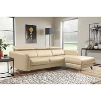 Ecksofa Berne Beige S: 261x183 Cm - Beige/Schwarz, Design, Leder/Textil (261/183cm) - Livetastic