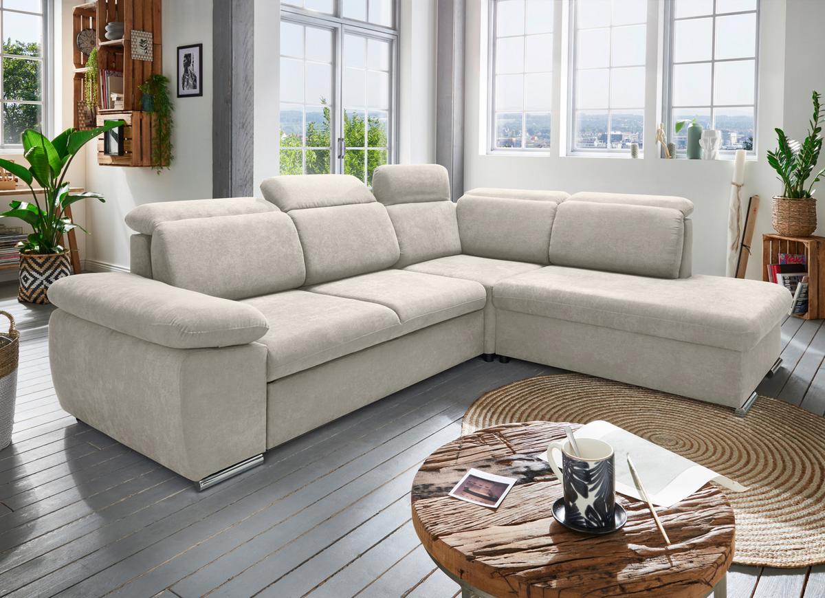 Ecksofa Vasto Creme S: 283x228 cm - Chromfarben/Creme, Design, Textil (283/228cm) - Livetastic