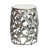 BEISTELLTISCH Silberfarben/Weiß L: 40cm - Silberfarben/Weiß, Design, Stein/Metall (40/40/46cm) - MID.YOU