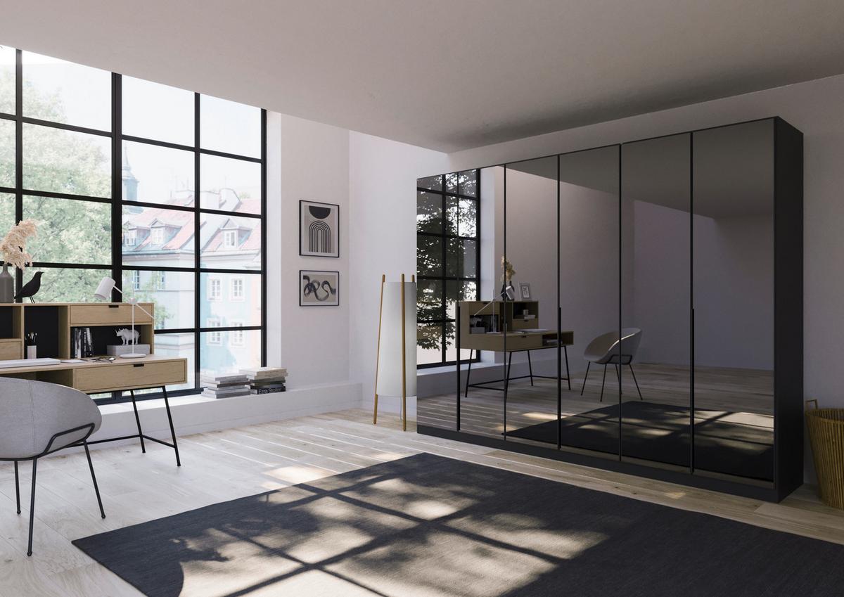 Drehtürenschrank Skyla Grau/glas B: 271 Cm - Grau, MODERN, Holzwerkstoff (271/210/54cm) - Rauch Möbel