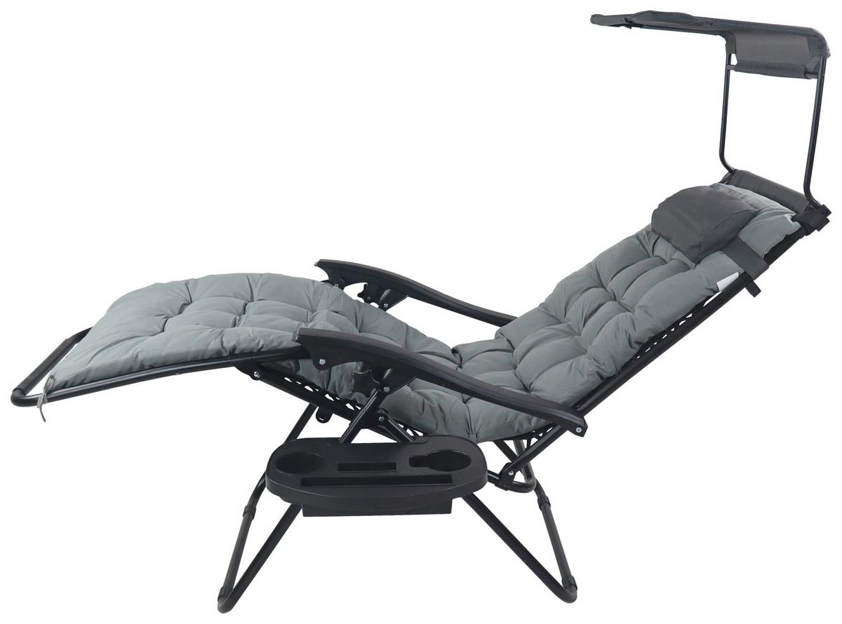 Gartenliege Maltosa Xl Klappbar, Hellgrau - Hellgrau, MODERN, Textil/Metall (64/133/91cm) - Gardenson