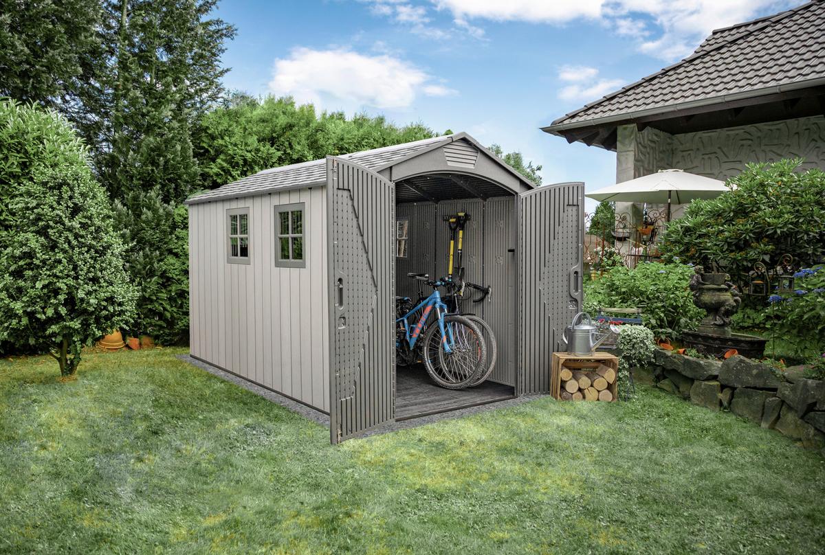 Gerätehaus Gerätehaus Terra 7,02 M² - Grau, Basics, Kunststoff (204/228/344cm)