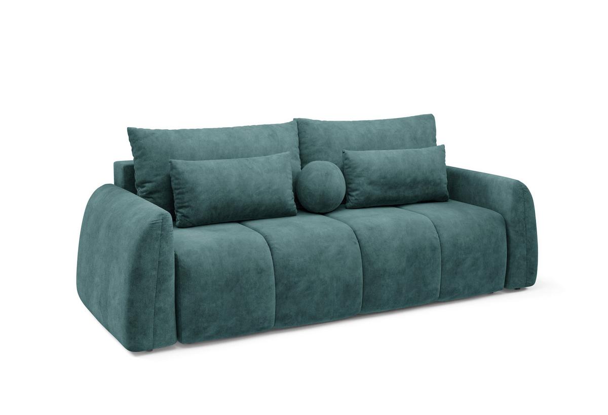 Schlafsofa Geronimo Petrol B: 252cm - Petrol/Schwarz, Design, Textil (252/93/167cm) - Livetastic