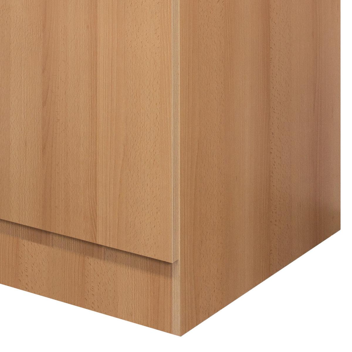 Küchenunterschrank Nano 100 cm Buche Dekor 2-Türig - Beige/Buchefarben, MODERN, Holzwerkstoff (100/85/57cm) - FlexWell
