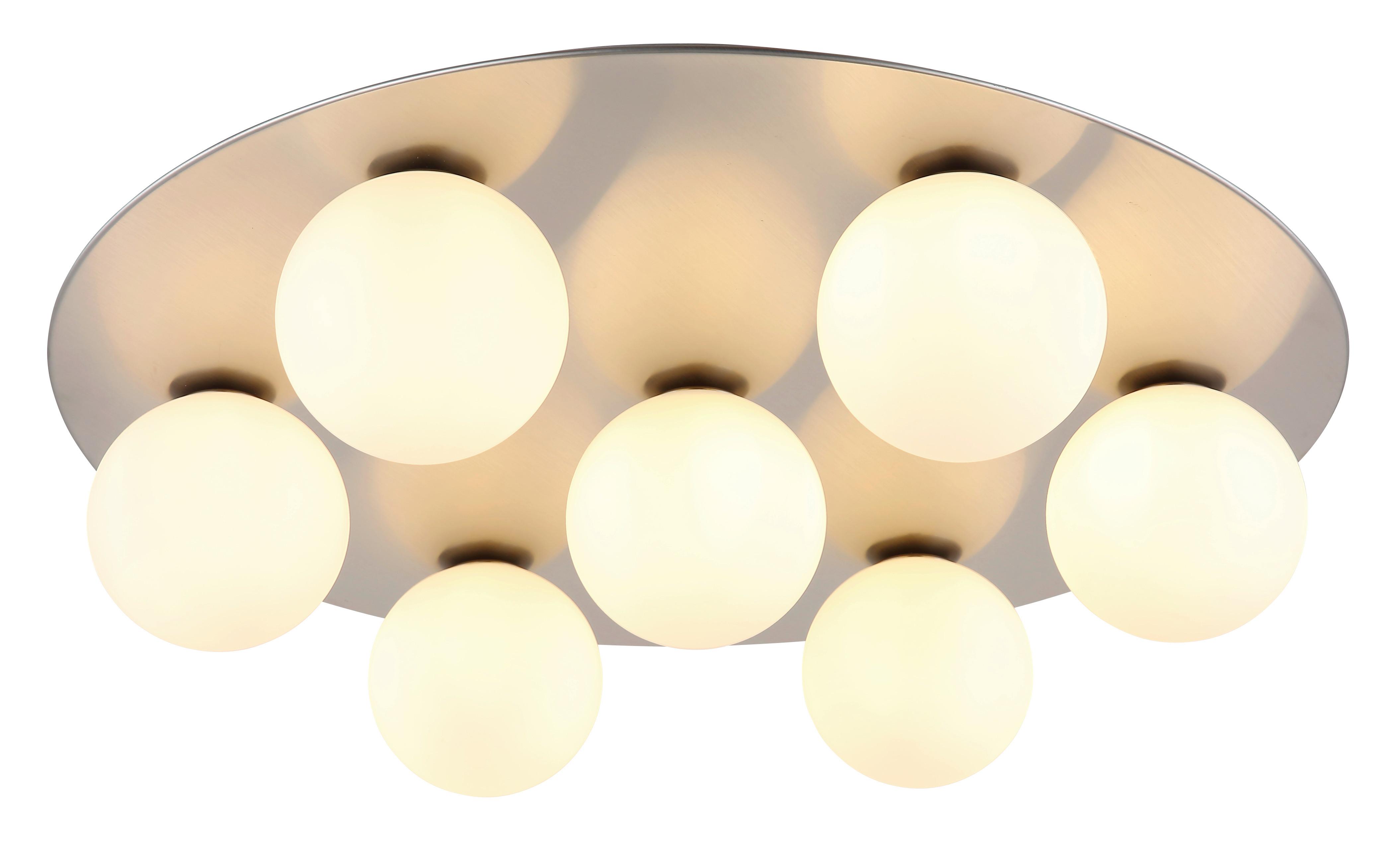 Led-deckenleuchte 56140-7d - Weiß/Nickelfarben, Design, Glas/Metall (60/15,5cm) - Globo
